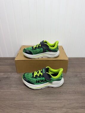 Hoka Kids' Neon Green and Black Running Sneakers